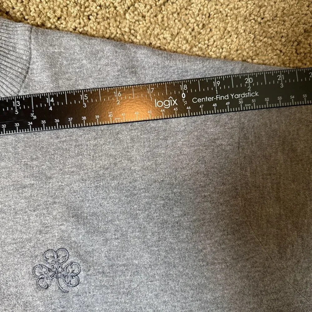 Peter‎ Millar Quarter Zip Mock Neck Sweater XXL Gray Cotton Blend Golf Logo*